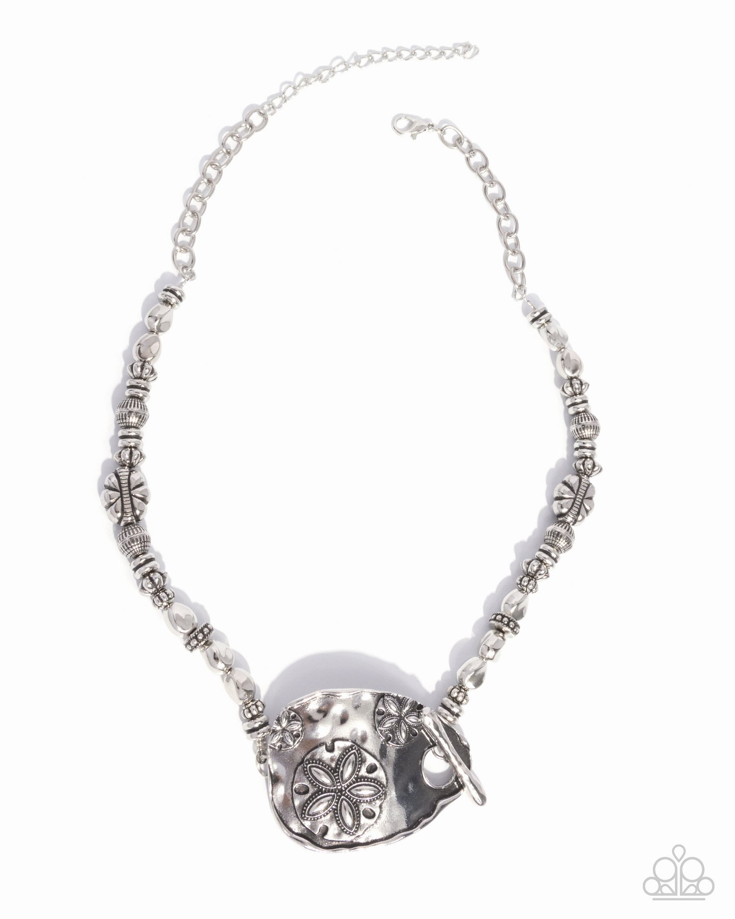 Sand Dollar Statement - Silver Toggle Necklace - Paparazzi Accessories
