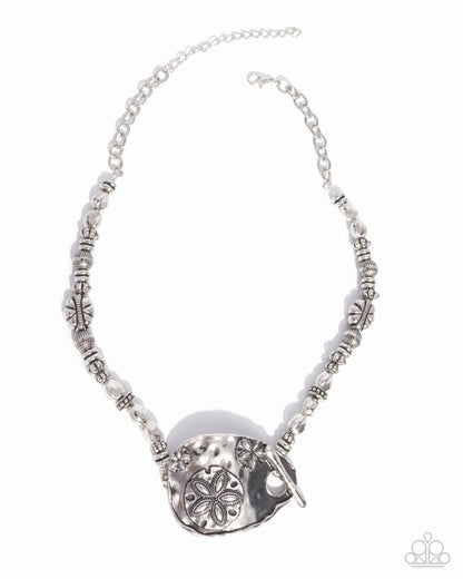 Sand Dollar Statement - Silver Toggle Necklace - Paparazzi Accessories