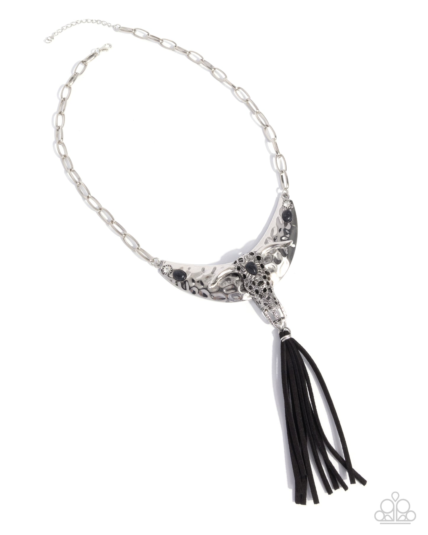 Limitless Longhorn - Black Suede Silver Necklace - Paparazzi Accessories