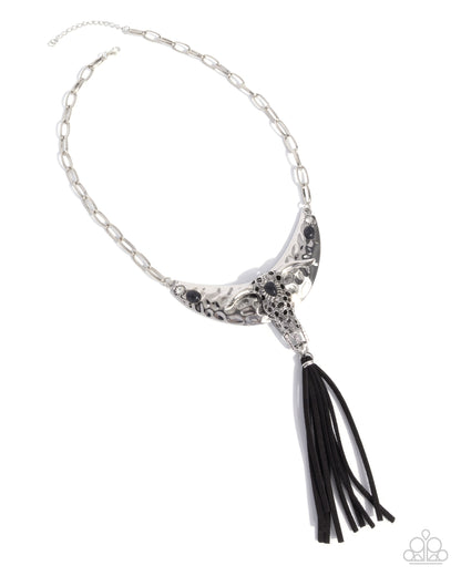 Limitless Longhorn - Black Suede Silver Necklace - Paparazzi Accessories