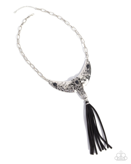 Limitless Longhorn - Black Suede Silver Necklace - Paparazzi Accessories