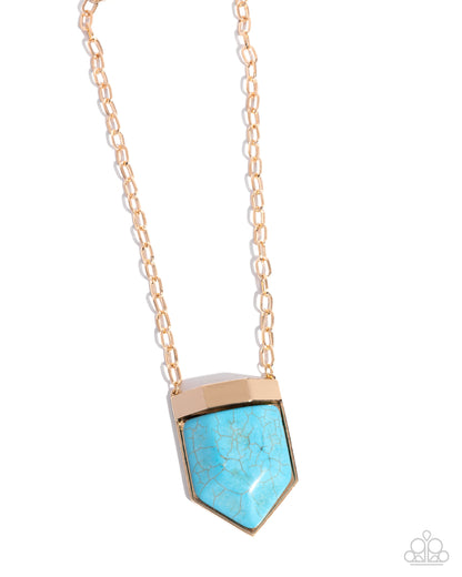 Pendant Passage - Gold - Blue Crackle Stone Necklace - Paparazzi Accessories
