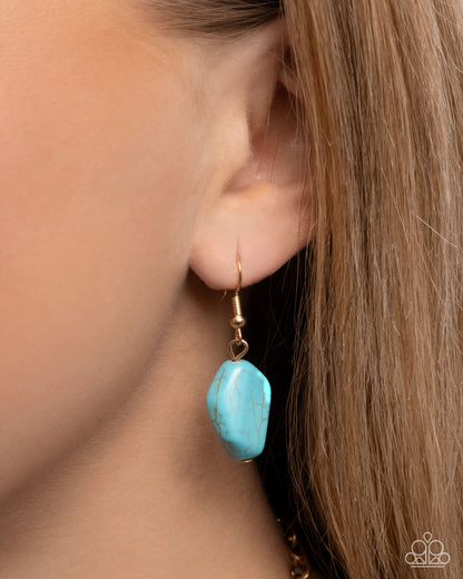 Pendant Passage - Gold - Blue Crackle Stone Necklace - Paparazzi Accessories
