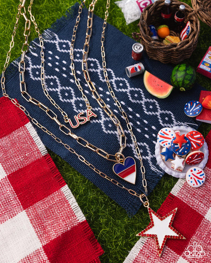 Unforgettable USA - Gold Charm Necklace - Paparazzi Accessories