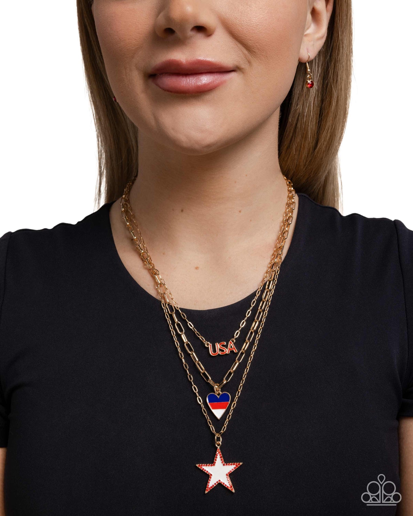 Unforgettable USA - Gold Charm Necklace - Paparazzi Accessories