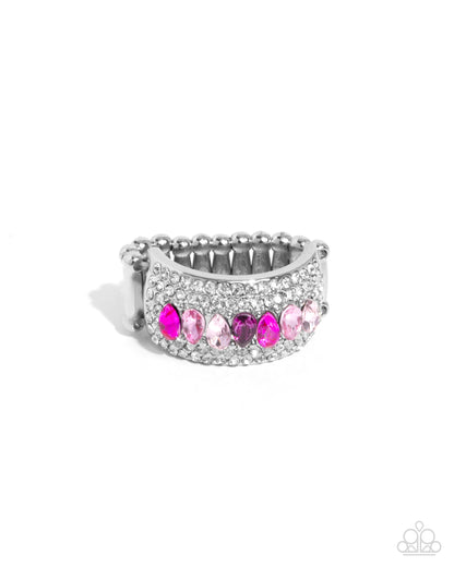 Laid-Back Linear - Pink Rhinestone Ring - Paparazzi Accessories