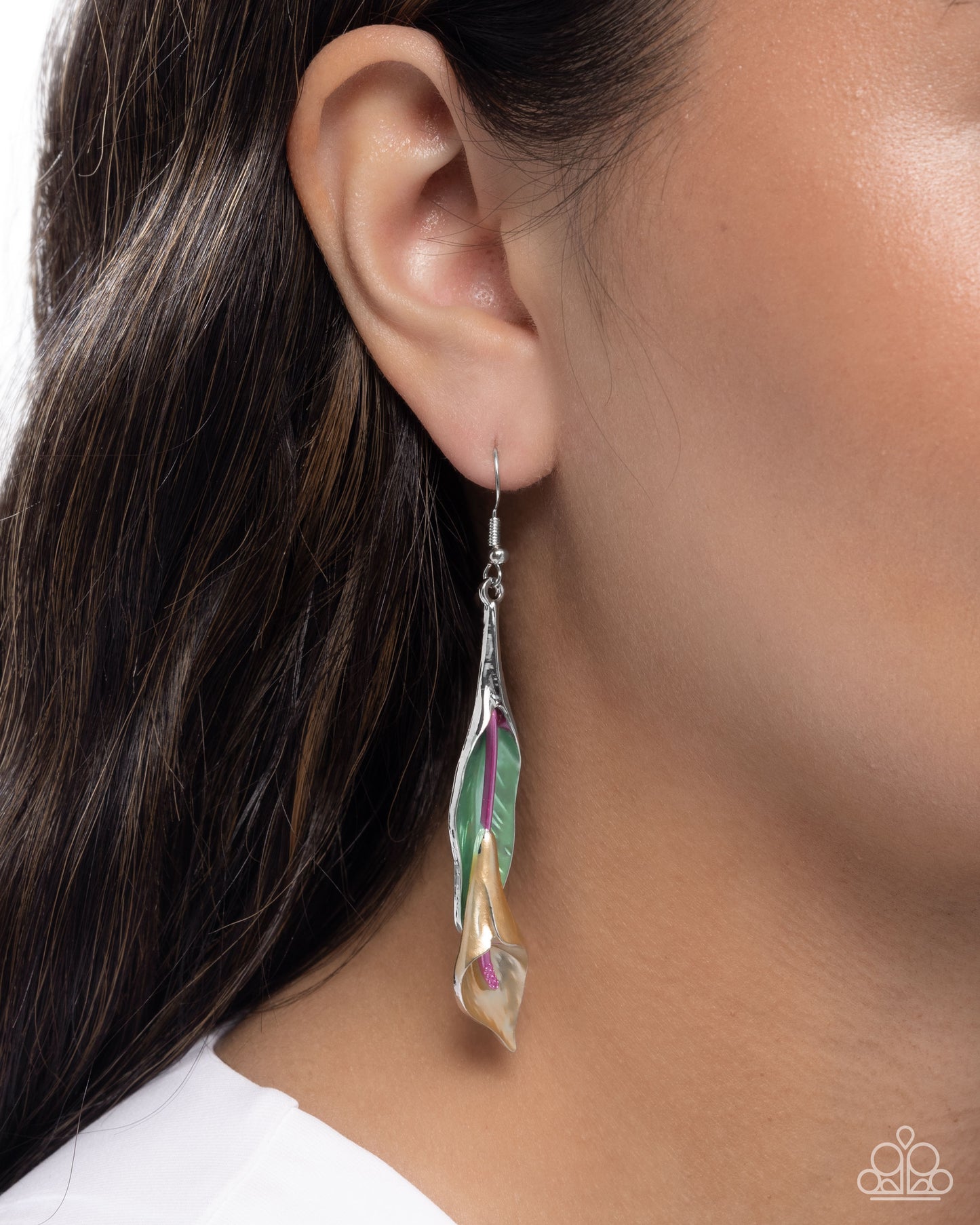 Tulip Tutor - Yellow Enamel Silver Fishhook Earrings - Paparazzi Accessories