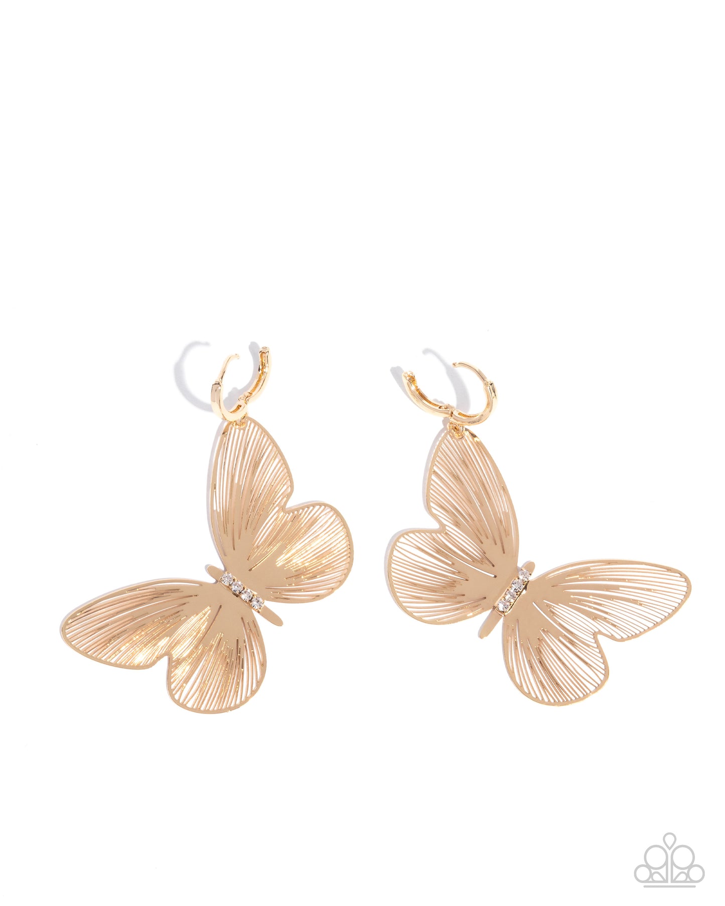 Fluttering Folk - Gold Butterfly Drop Hoop Earrings - Paparazzi Accessories
