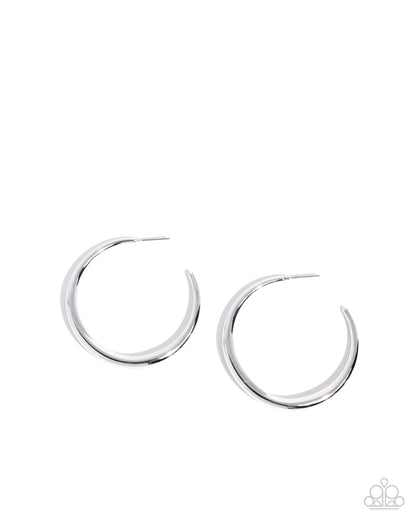 Sleek Selvage - Silver Hoop Earrings - Paparazzi Accessories