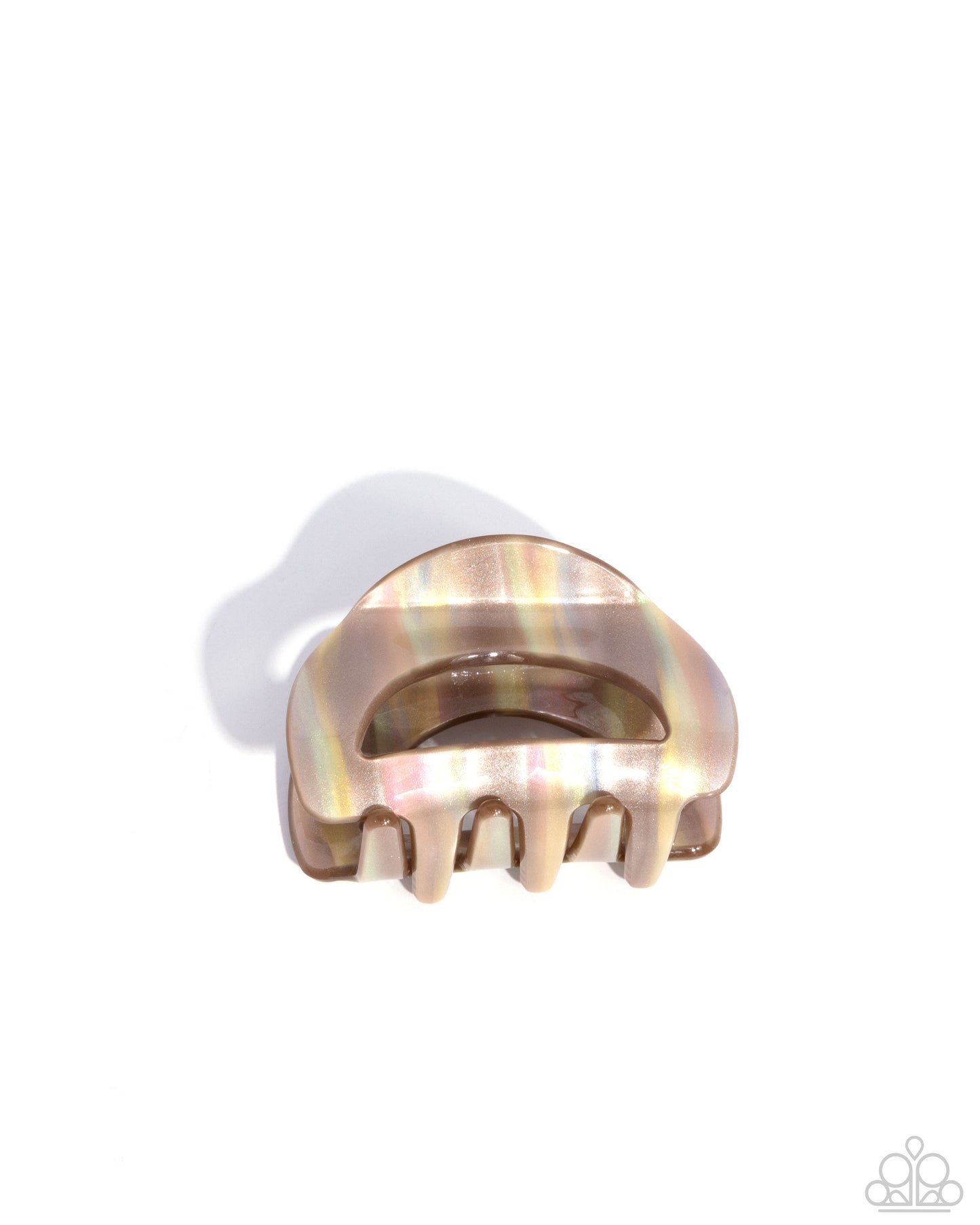 Striped Shopaholic - Brown Shimmery Acrylic Hair Clip - Paparazzi Accessories