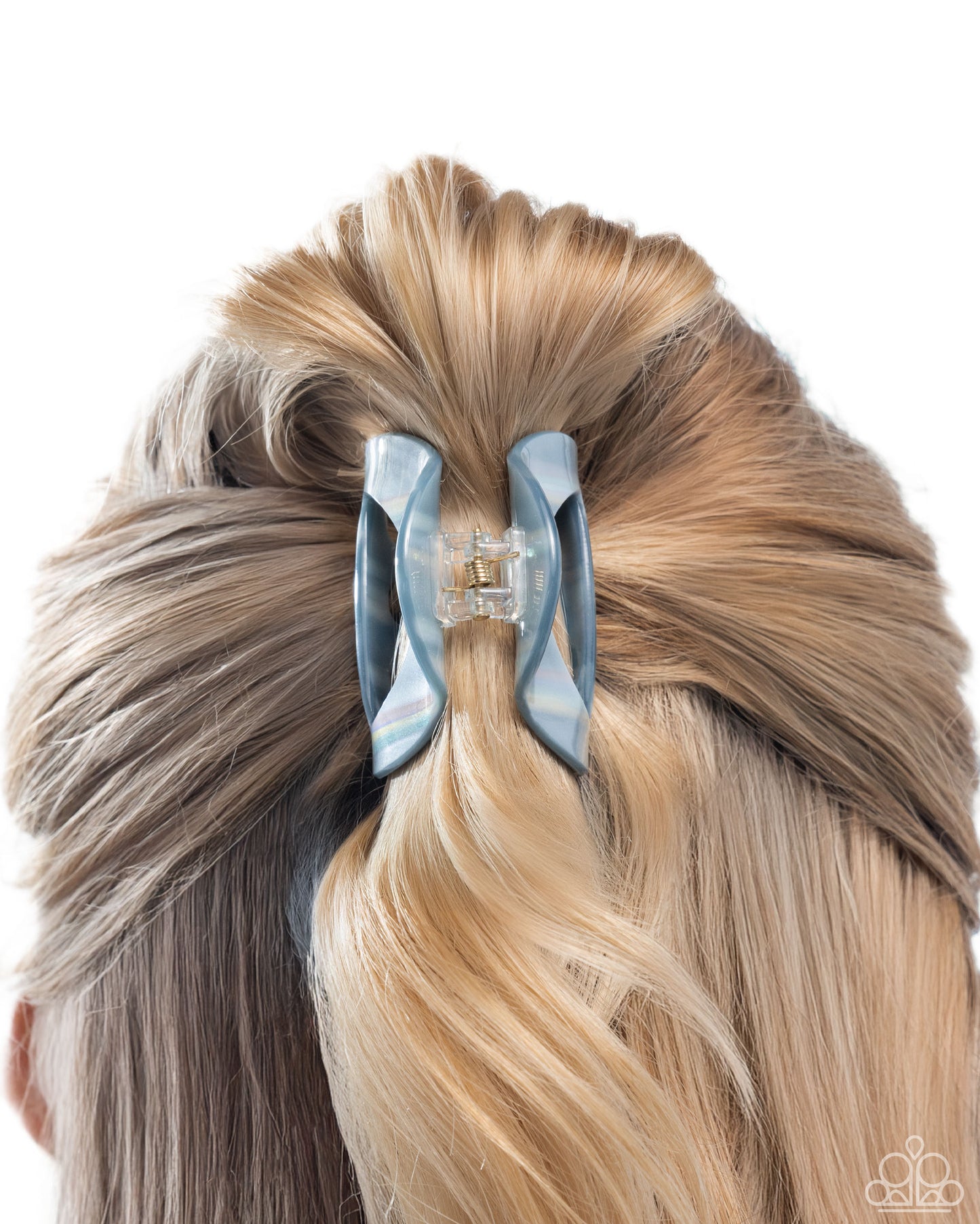 Striped Shopaholic - Multi, Blue Shimmery Claw Clip - Paparazzi Accessories