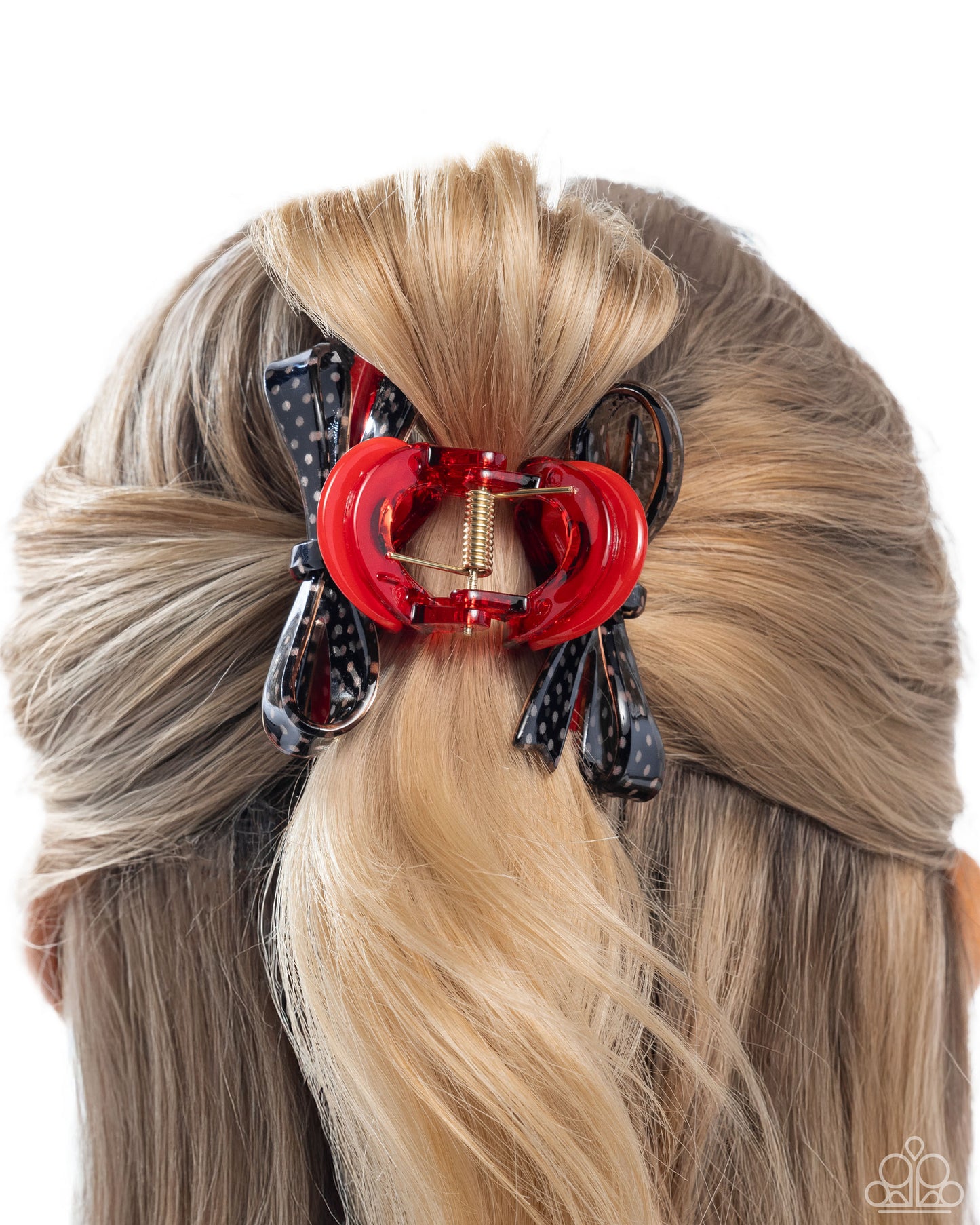 Vaudeville Value - Red with Black Acrylic Bow Claw Clip - Paparazzi Accessories
