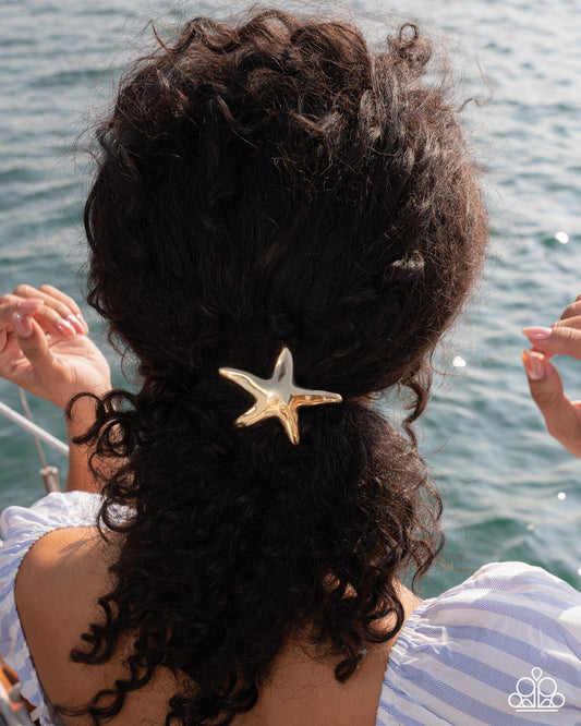 Sleek Starfish - Gold Starfish Hair Tie - Paparazzi Accessories