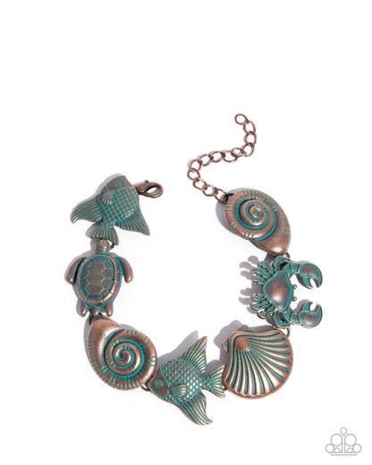 Complete Look - "Coastal Shelf - Copper" & "Coastal Cay - Copper" Clasp Bracelet - Paparazzi Accessories