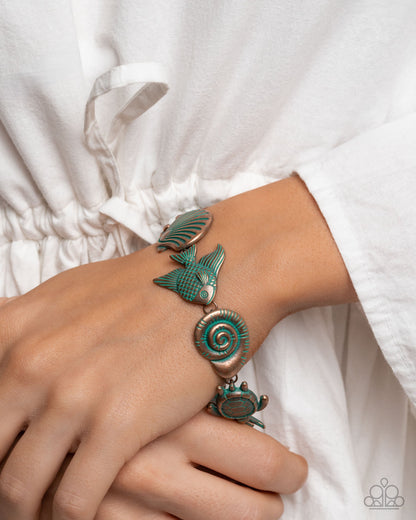 Complete Look - "Coastal Shelf - Copper" & "Coastal Cay - Copper" Clasp Bracelet - Paparazzi Accessories