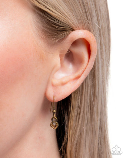 Fairy Florals - Brass & Iridescent Rhinestone Flower Necklace - Paparazzi Accessories