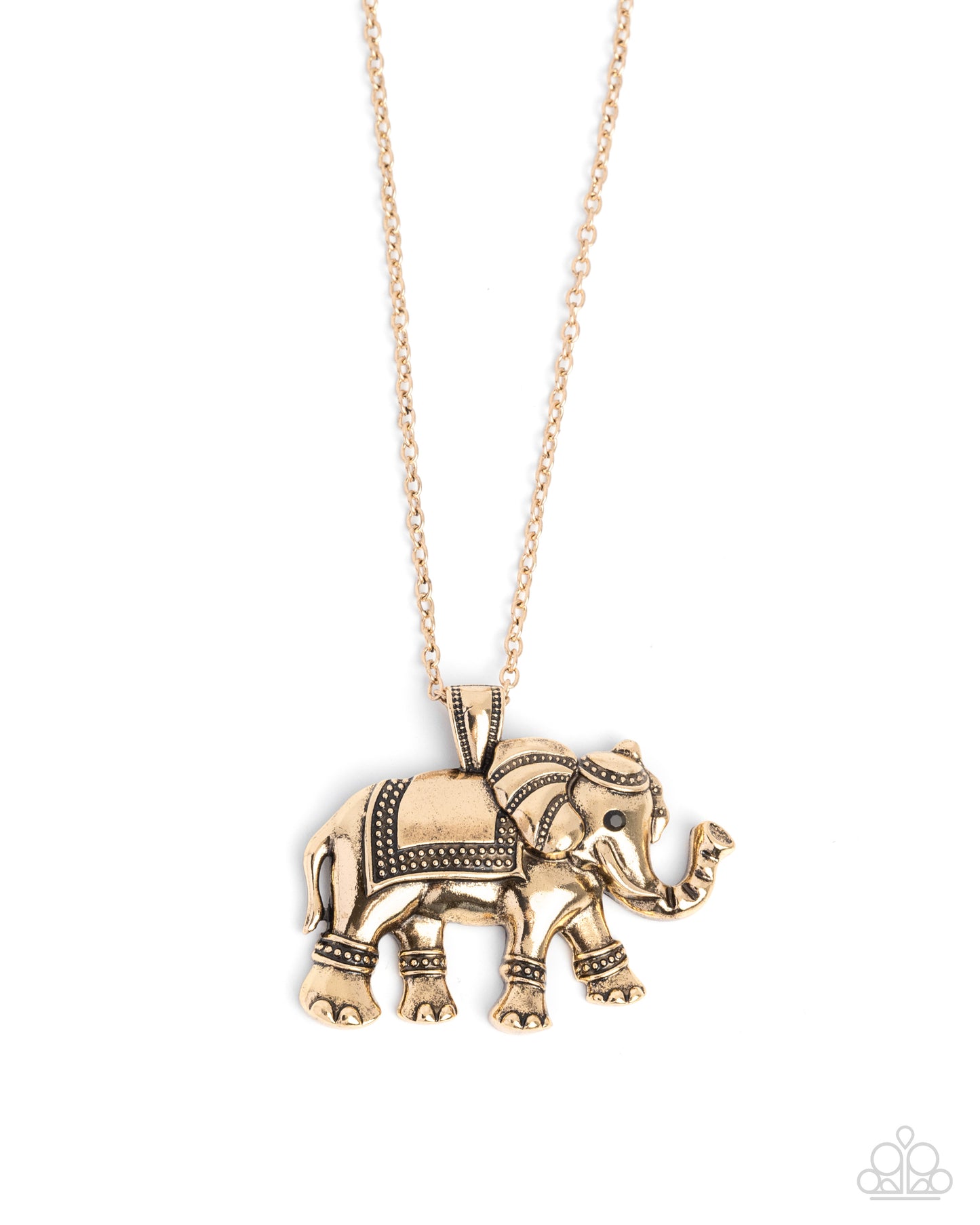 Elaborate Elephant - Gold Elephant Pendant Necklace - Paparazzi Accessories