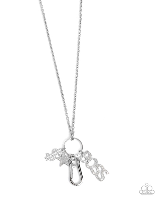 Boss Appreciation Day - White Rhinestone Lanyard - Paparazzi Accessories