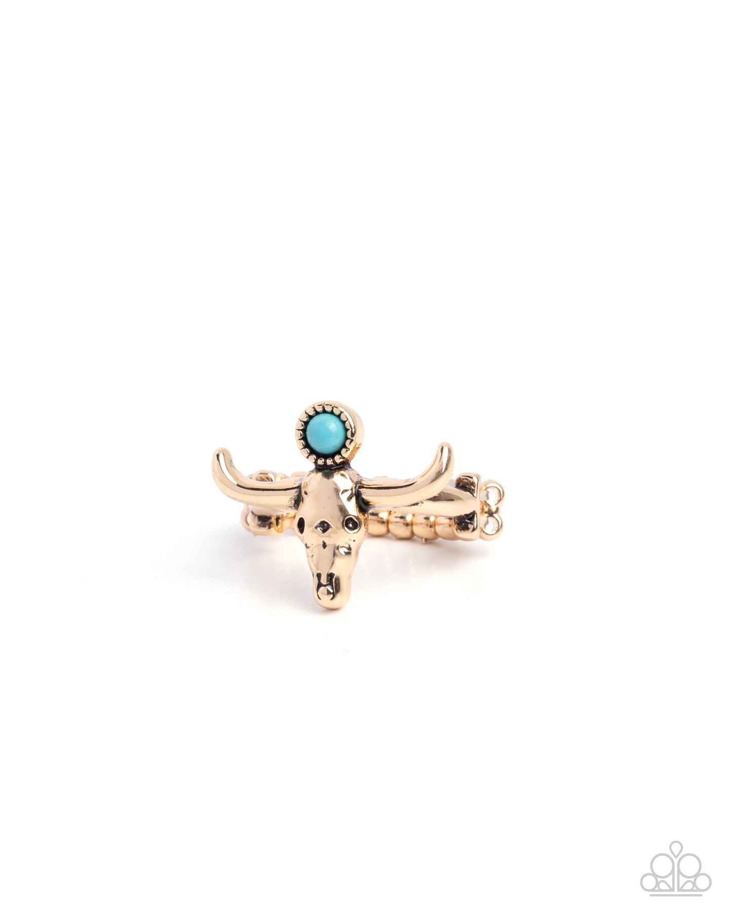 Longhorn Legend - Gold & Blue Turquoise Crackle Stone Ring - Paparazzi Accessories