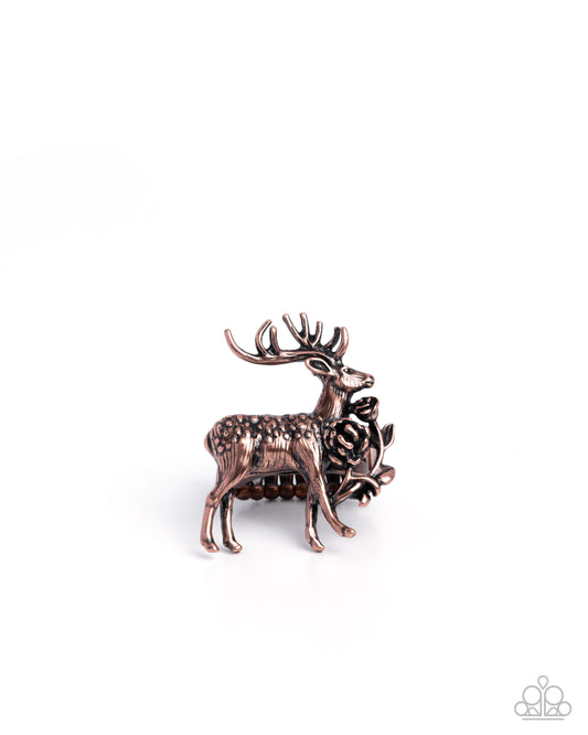 Stag Statement - Copper Elk Ring - Paparazzi Accessories
