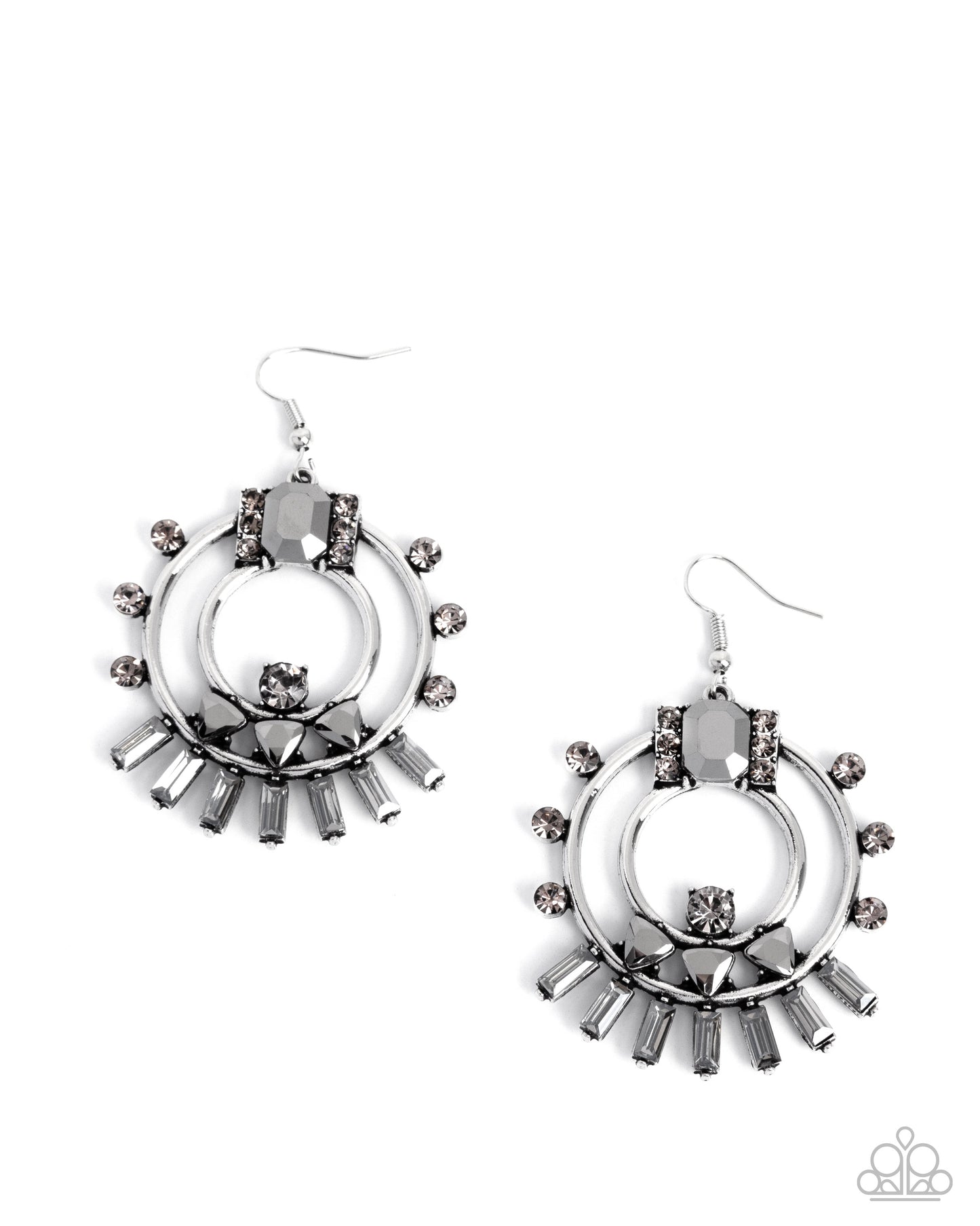 Concentric Conversation - Silver & Hematite Fishhook Earrings - Paparazzi Accessories