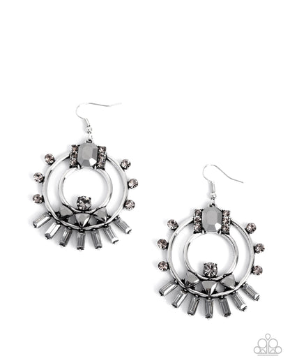 Concentric Conversation - Silver & Hematite Fishhook Earrings - Paparazzi Accessories