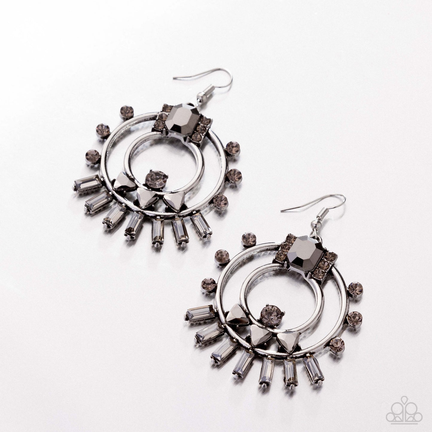 Concentric Conversation - Silver & Hematite Fishhook Earrings - Paparazzi Accessories