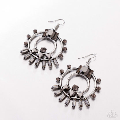Concentric Conversation - Silver & Hematite Fishhook Earrings - Paparazzi Accessories