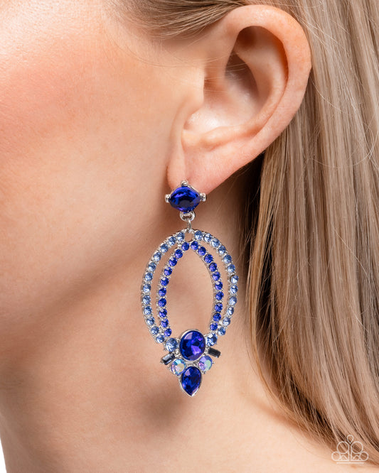 Karma Knockout - Blue Iridescent Gem Silver Post Earrings - Paparazzi Accessories