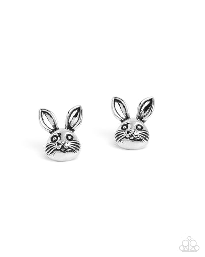 Bodacious Bunny - Silver Rabbit Post Earrings - Paparazzi Accessories