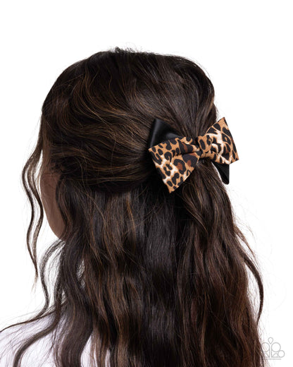 Chasing Cheetah - Brown Cheetah Print Bow Hair Clip - Paparazzi Accessories
