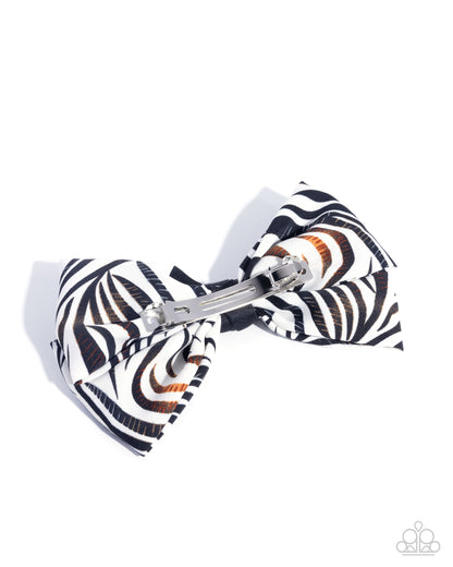 Zealous Zebra - White and Black Zebra Print Hair Bow - Paparazzi Accessories