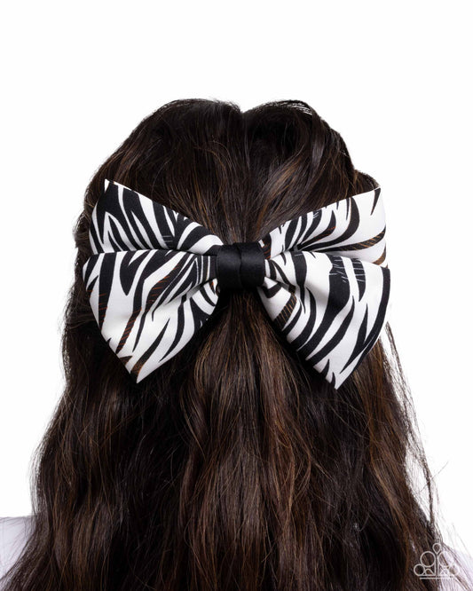 Zealous Zebra - White and Black Zebra Print Hair Bow - Paparazzi Accessories