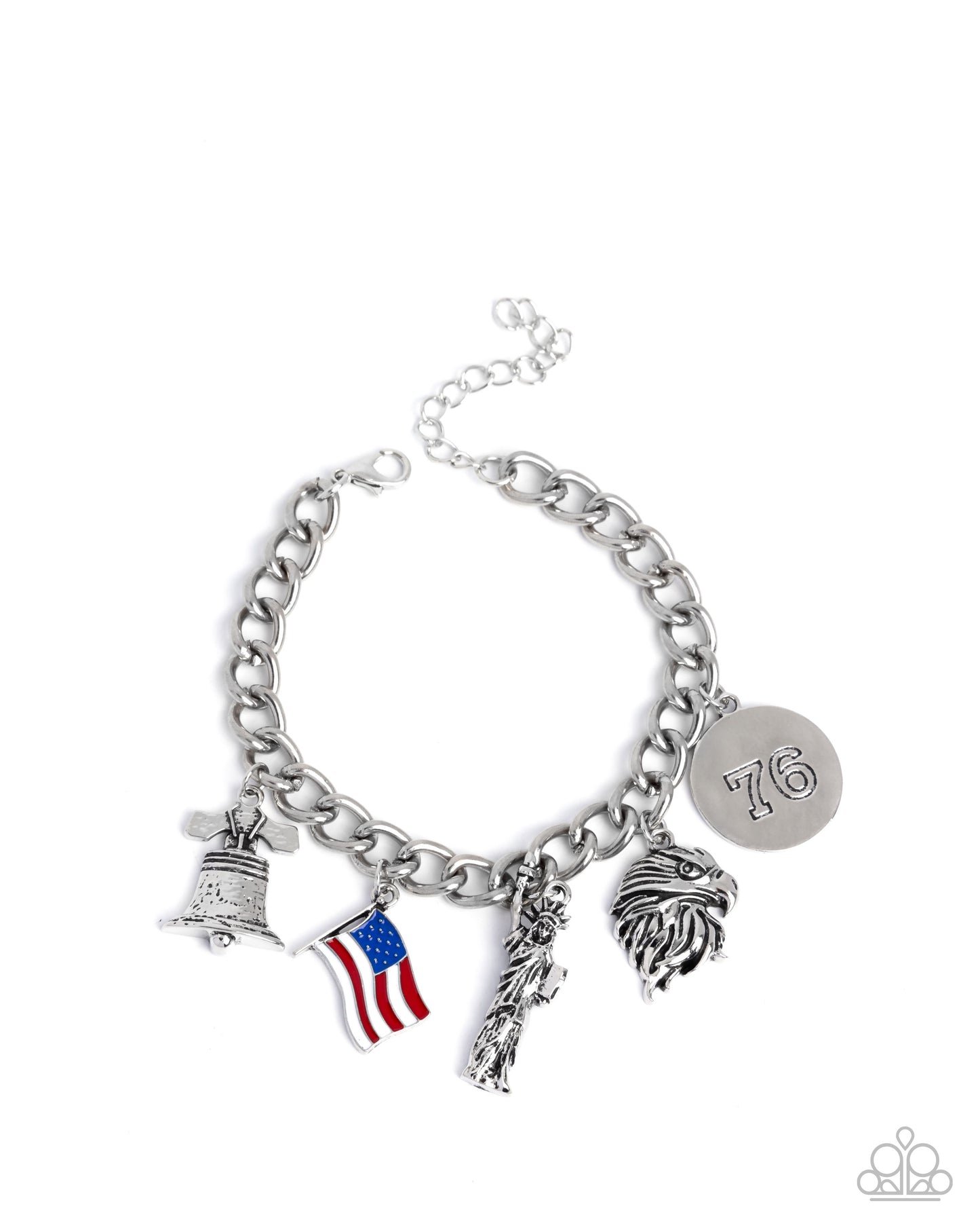 Liberty Legacy - Red Patriotic Inspired Charms Silver Clasp Bracelet - Paparazzi Accessories