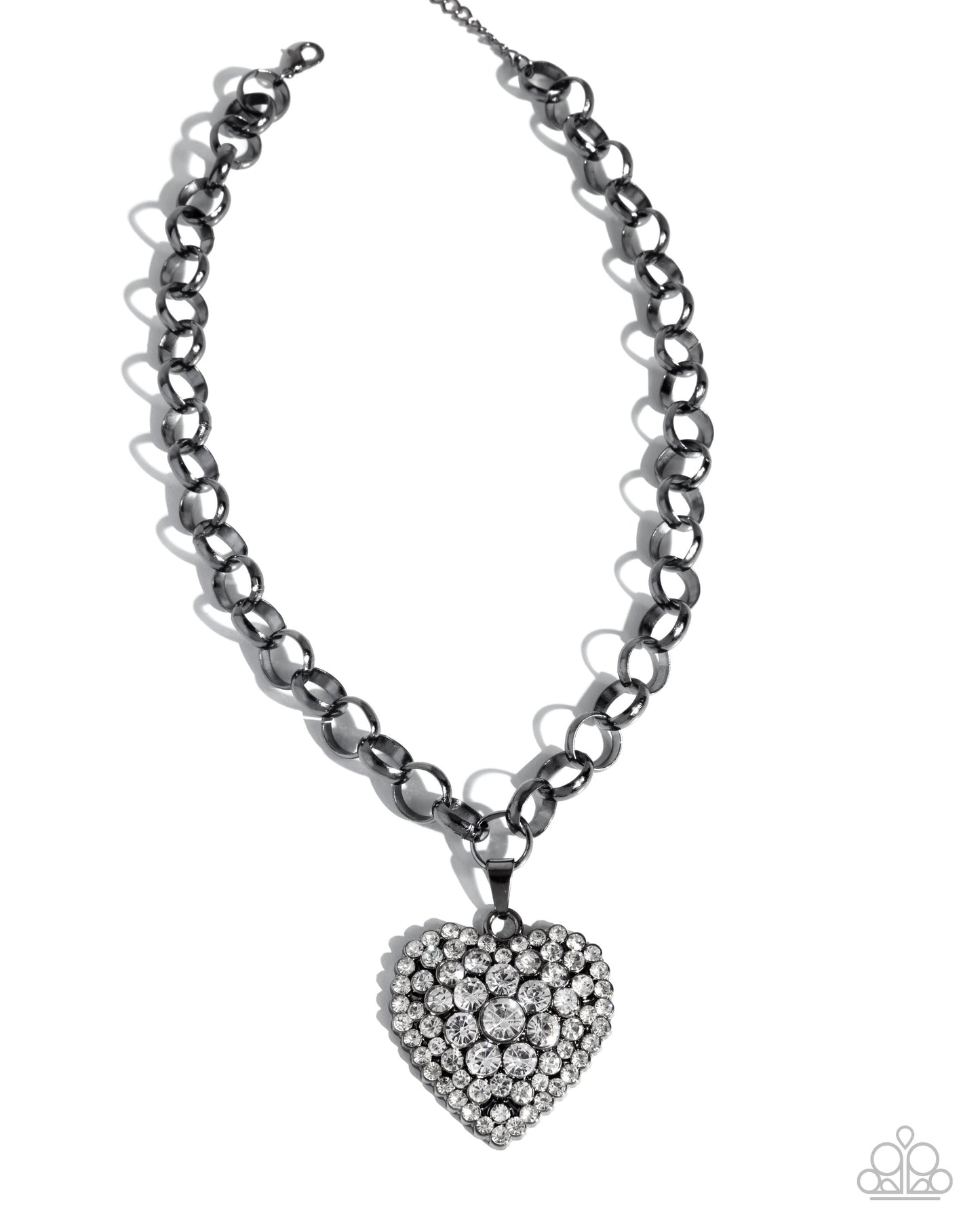 Heartfelt Havana - Black & White Rhinestone Heart Necklace - Paparazzi Accessories