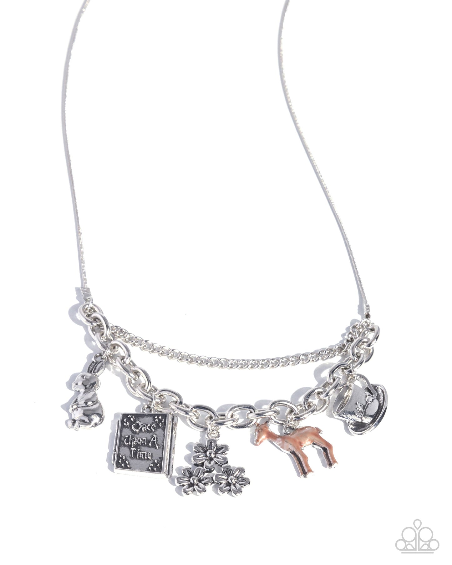 Storybook Setting - Brown Fairy Tale Charm Silver Necklace - Paparazzi Accessories
