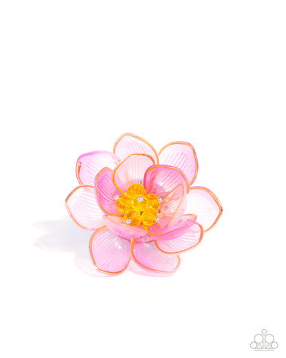 Blatant Bloom - Pink Acrylic Flower Ring - Paparazzi Accessories