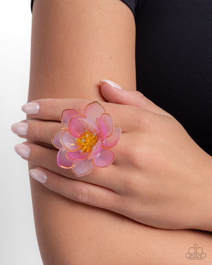 Blatant Bloom - Pink Acrylic Flower Ring - Paparazzi Accessories