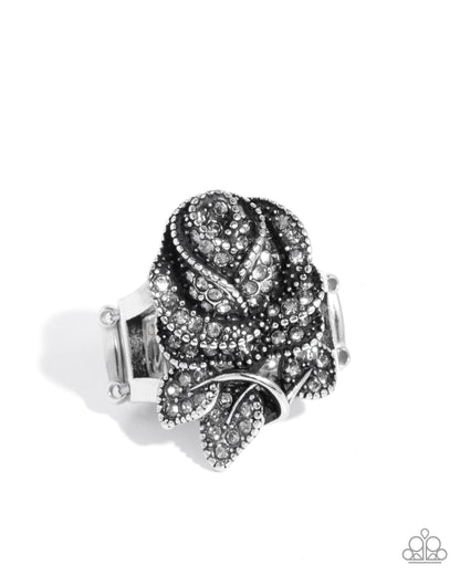 Rosy Residence - Silver Rose Ring - Paparazzi Accessories