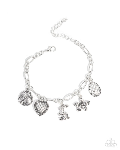 Complete Look - "Eclectic Easter" Silver Necklace & "Extensive Easter" Silver Bracelet - Paparazzi Accessories