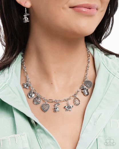 Complete Look - "Eclectic Easter" Silver Necklace & "Extensive Easter" Silver Bracelet - Paparazzi Accessories