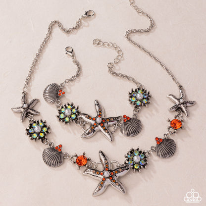 Starfish Solo - Complete Look - Necklace: "Starfish Song - Orange", Bracelet: "Starfish Single - Orange" - Paparazzi Accessories