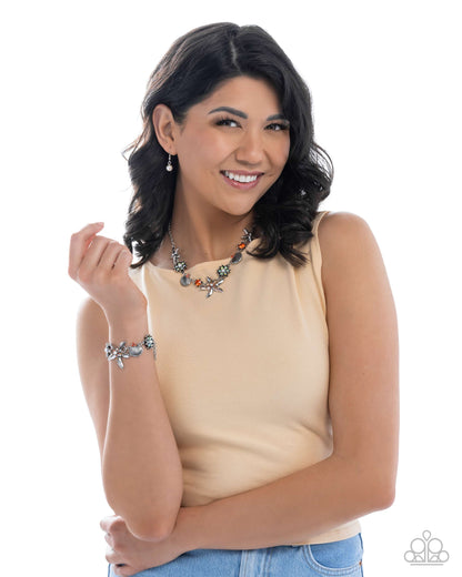 Starfish Solo - Complete Look - Necklace: "Starfish Song - Orange", Bracelet: "Starfish Single - Orange" - Paparazzi Accessories