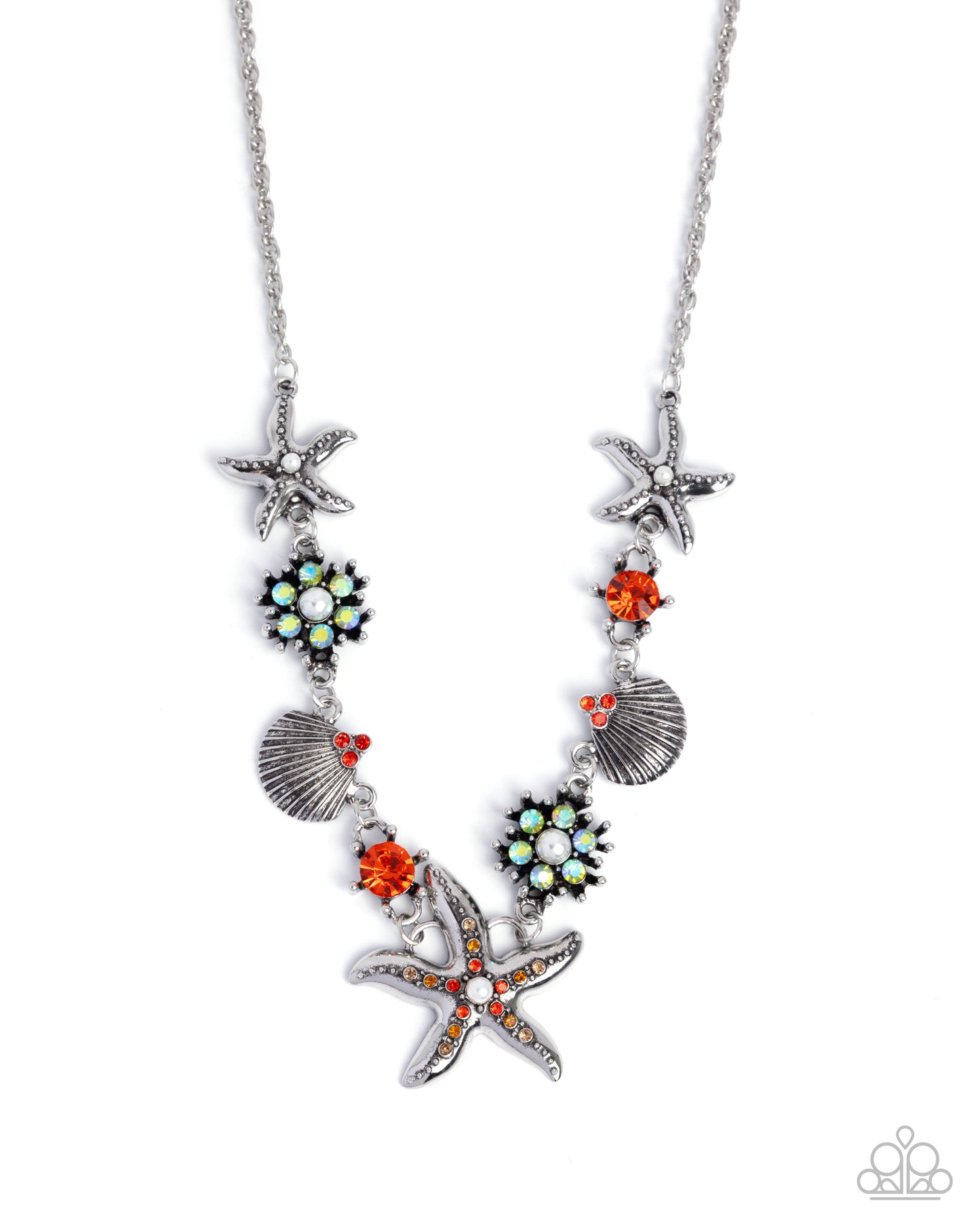 Starfish Solo - Complete Look - Necklace: "Starfish Song - Orange", Bracelet: "Starfish Single - Orange" - Paparazzi Accessories
