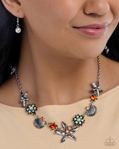 Starfish Solo - Complete Look - Necklace: "Starfish Song - Orange", Bracelet: "Starfish Single - Orange" - Paparazzi Accessories