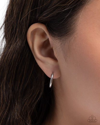 Stainless Spell - Silver - Stainless Steel Hinge Hoop Earrings - Paparazzi Accessories