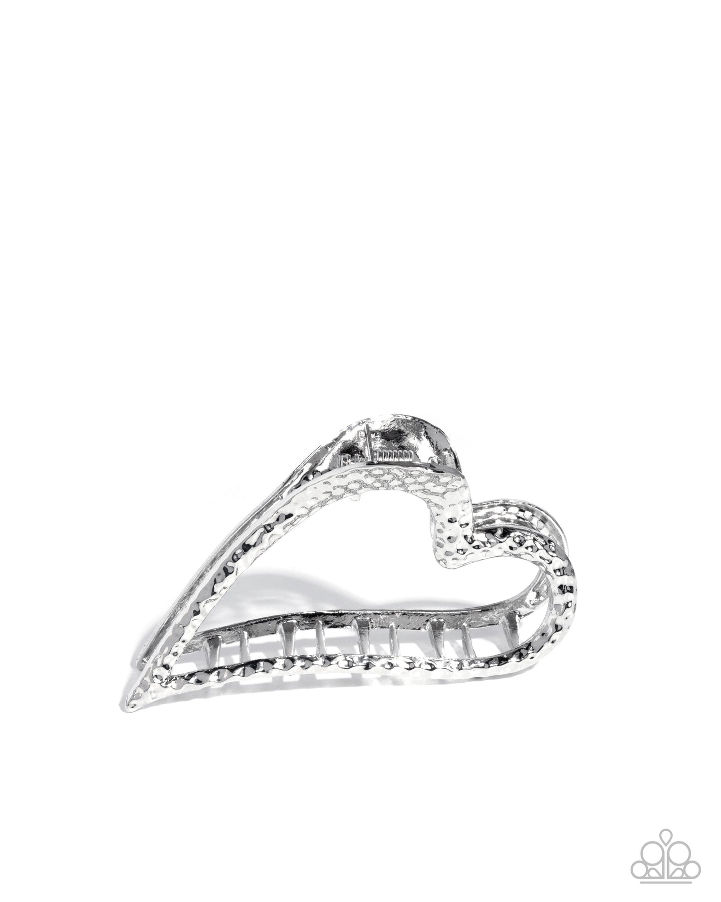 Heartfelt Hint - Silver Hammered Metal Heart Claw Clip - Paparazzi Accessories