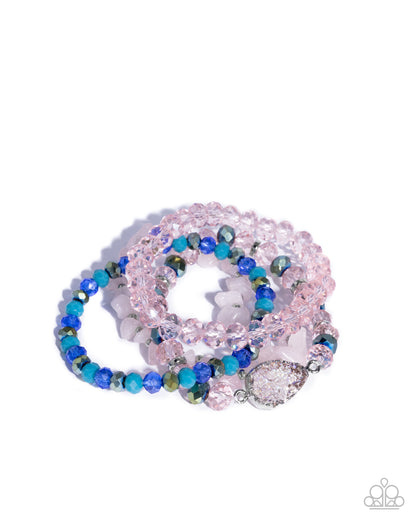 Secure Stones - Pink Faceted Beads Stretchy Bracelets - Paparazzi Accessories