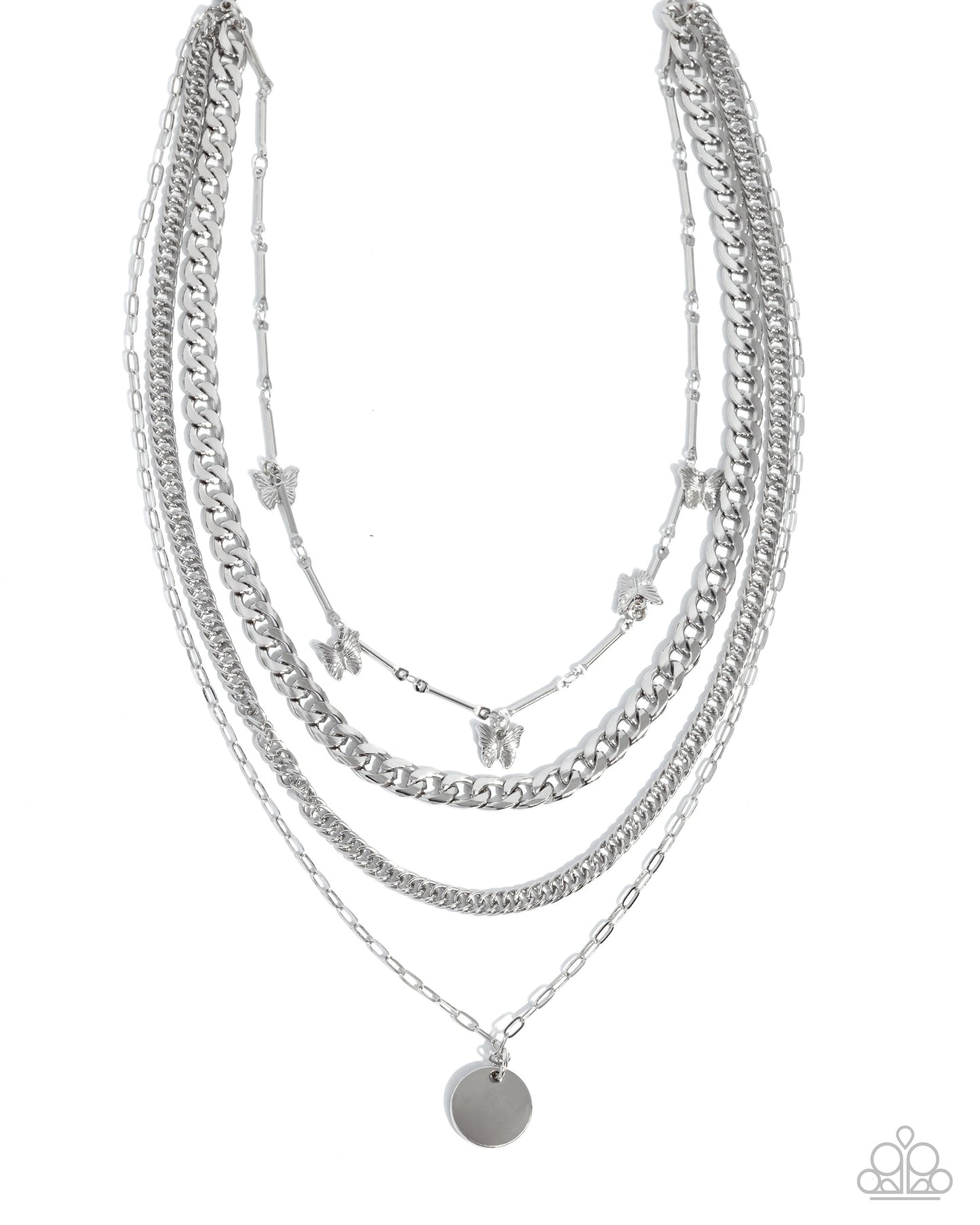 Fluttering Fringe - Silver Layered Necklace - Paparazzi Accessories