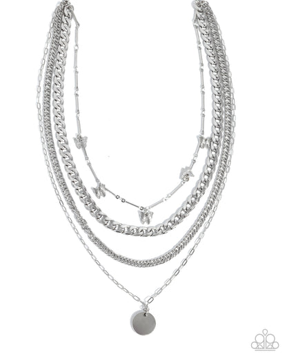 Fluttering Fringe - Silver Layered Necklace - Paparazzi Accessories